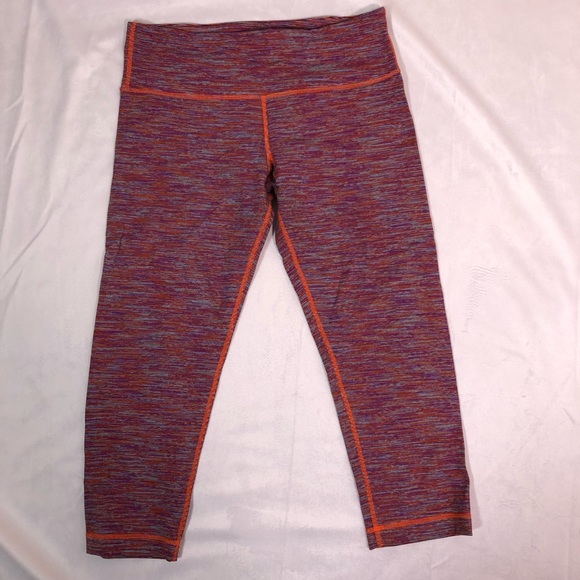 lululemon athletica Pants - Lululemon wunder under crops orange stripe